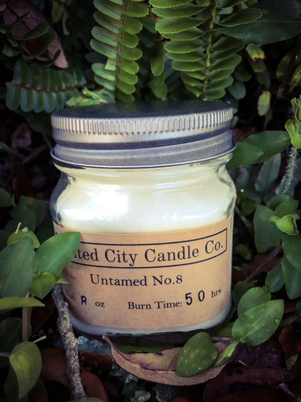 Untamed No. 8 --No surprise honeysuckle is banned in 3 states. These flowers don't quit! 100% soy candle. United City Candle Co.Made in USA