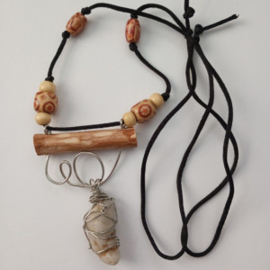 Eco Friendly Handcrafted Freeform Wiring Stone Pendant Necklace Adjustable Cord