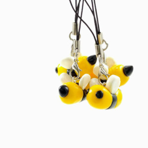 Bumble Bee Charm with strap to attach to Backpacks, Cellphones, Zippers and more!