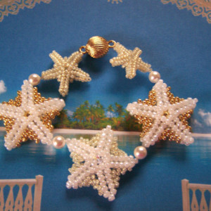 Starfish Bracelet Seed Bead Beach Bride Mermaid