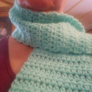 Mint Green  crochet Scarf  and Hat