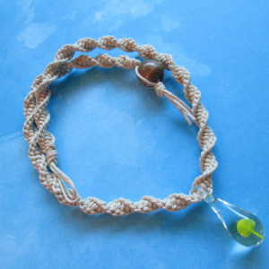 Handmade Natural Hemp Twist Necklace with Awesome Hand Blown Glass Yellow Mushroom Pendant- Custom Hemp Necklace