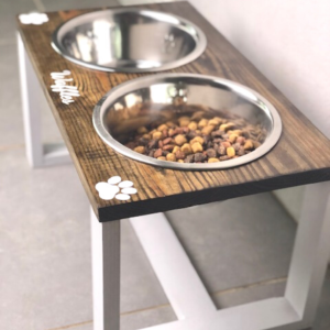 Personalized Dog Bowl Stand - Farmhouse