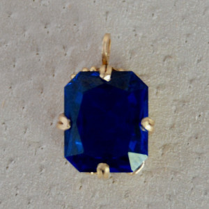 Blue Synthetic Sapphire Rectangular Pendant