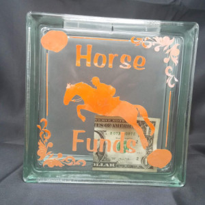 Horse Glass Block Savings Jar