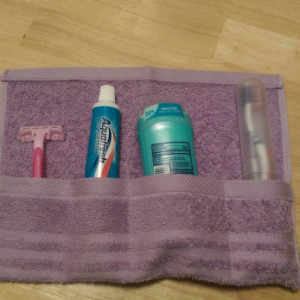 Travel Toiletry Roll Lavender  Travel Toothbrush Roll,  Gym Bag Roll,  Toothbrush Holder,  Camping,  Overnight,  Make Up Brush Roll