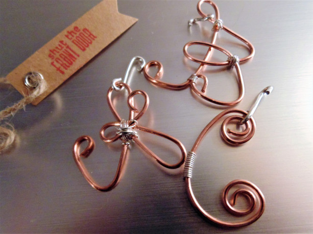 Wire Wrapped Pendant, Natural Copper and Sterling Silver, Initial Necklace