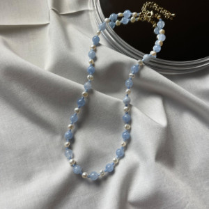 Jade and Freshwater Pearl Beaded Necklace 