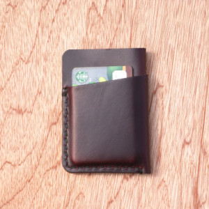 Leather Card Holder, Minimalistic Leather Wallet, Leather Card Wallet, Chromexcel Wallet, Horween Slim Leather Wallet, Burgundy Chromexcel