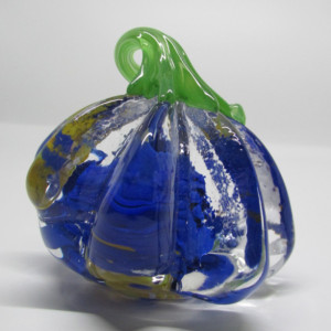 Glass Pumpkin-Handmade Glass-Glass blown-Paperweight-Blue, Green, and Yellow
