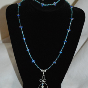 Necklace 3pc. Set Sterling Silver & Sapphire