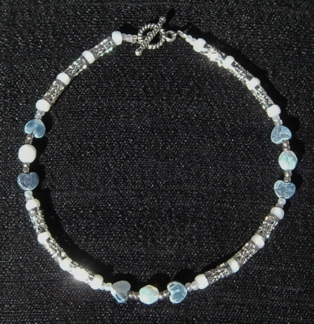 Silver and blue filigree  anklet