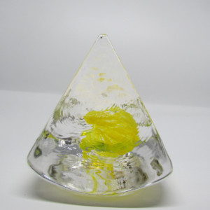 Large Yellow Pyramid Paperweight