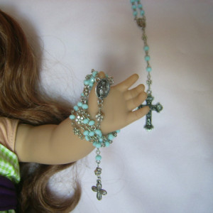 Heavenly Blue Rosary Set for American Girl Doll and Little Girl 