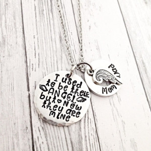 memorial jewelry, memorial necklace, I used to be their angel, but now they are mine, sympathy gift, personalized necklace, parent loss