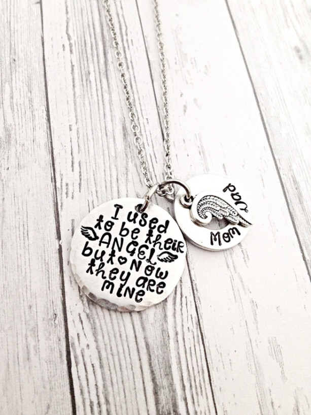 memorial jewelry, memorial necklace, I used to be their angel, but now they are mine, sympathy gift, personalized necklace, parent loss