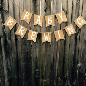 Burlap 'Baby Brewing' Banner