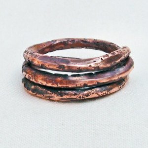 Copper Spiral Coil Ring Size 7 "B" Hand Forged