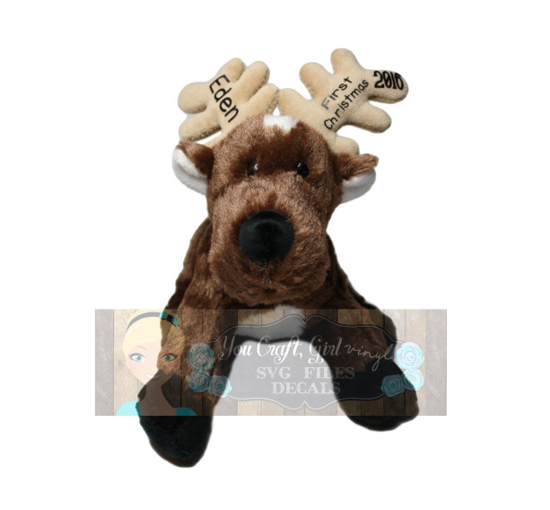 Personalized Baby's First Christmas 2016 Keepsake - Stuffed Reindeer - Christmas Photo Prop - First Christmas Gift - Custom Baby Name Gift