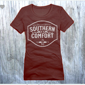 Southern Comfort Whiskey XS To XL District Brand Crew T-shirt For Women In Espresso With White Ink