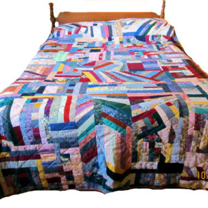 Carol's Crazy Quilt Multi-colored Full Size 100" x 84" 