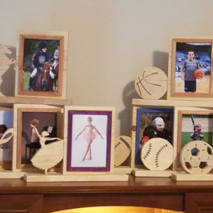 Personalized 5 x 7 Picture Frame with Carved Football, Customized Football Photo Frame