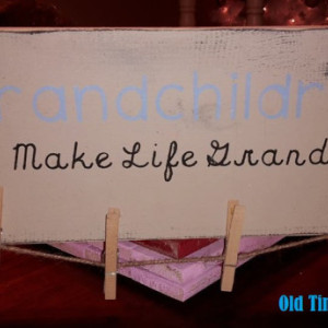 Grandkids make life grand, wooden sign, grandparents gift, grandparents day, grandparents present, hang pictures