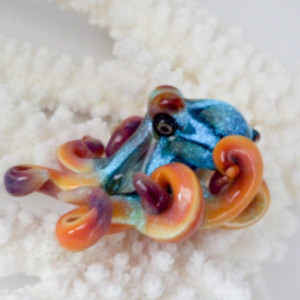The Clouded Loki GLOW Kracken Collectible Wearable  Boro Glass Octopus Necklace / Sculpture Made to Order