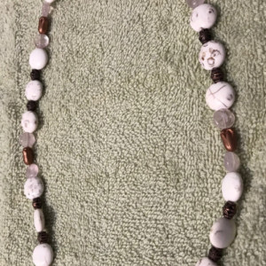 Roses and Stones handmade beaded necklace 23" long
