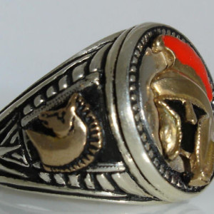 Trojan Bronze helmet sterling silver ring
