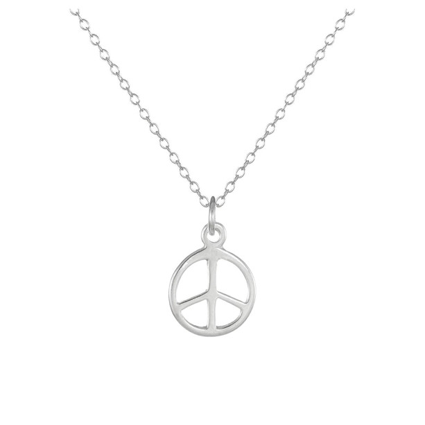 Free Shipping - Sterling Silver Small Peace Sign Necklace - 18 inch