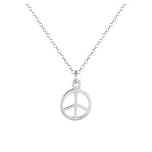 Free Shipping - Sterling Silver Small Peace Sign Necklace - 20 inches long