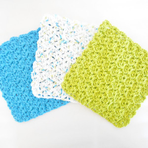 Crochet Cotton Dishcloths, Set of Three