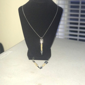 Hemp wrapped arrow necklace and earring set
