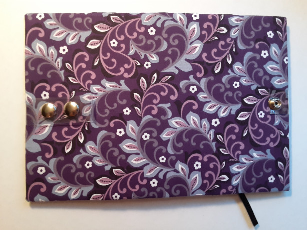 Read E-Z book cover/holder in Violet Rapture fabric