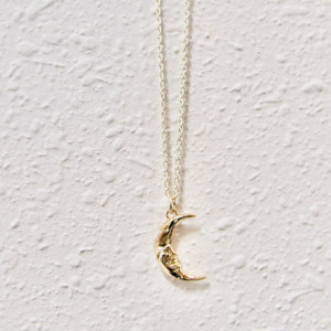 Half Moon Gold Necklace, Gold Plated Crescent Moon, Celestial Moon Jewelry, Valentine's Day