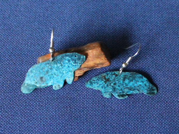 Copper Patina Manatee Earrings