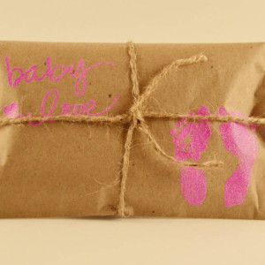 10 Baby Shower Favors. Pink and Kraft Paper Favors. Fresh Roasted Coffee. Embossed Favors. Handmade. Baby Love. Baby Girl