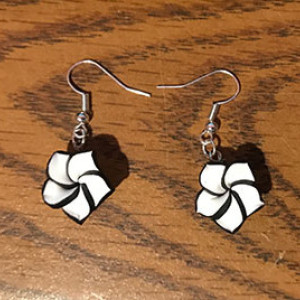 Black and White Flower Earrings
