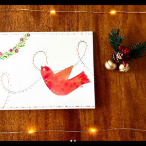 Set of 4 hand painted assorted Christmas cards. Not a print. Watercolor. 5” x 7”. Made with love.