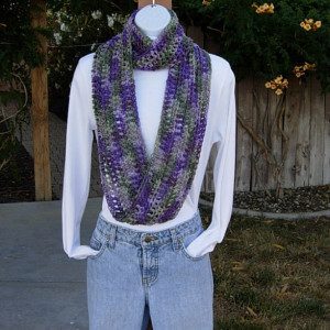 SUMMER SCARF Infinity Loop Cowl Purple Lilac Sage Green MultiColor Soft Lightweight Crochet Eternity Circle..Ready to Ship in 3 Days