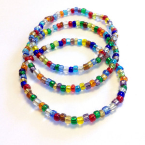 Multicolor Seed Bead Bracelets, Set of 3 Colorful Stackable Stretch Bracelet, Handmade Boho Bracelets, Bright Hippie Seed Bead Bracelet, Gift for Her