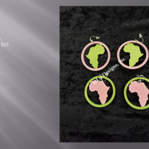 Pink and Green Africa Circle earrings