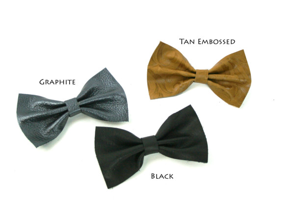 Large Leather Hair Bow - genuine leather barrette - black, gray, tan