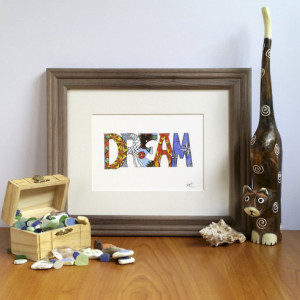 Dream 5x7 Fine Art Print, Inspirational Word Quote, Mindfulness Home Decor, Bohemian Spiritual Illustration, Zen Reminder, Gift Under 25