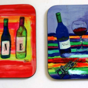 Wine, Wood Coasters, Wine Lovers, Wooden Coasters, Drink Coasters, House Warming Gift, Wine Bottle, Red Wine, White Wine