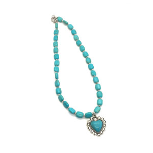 Southwestern Turquoise colored necklace and heart pendent