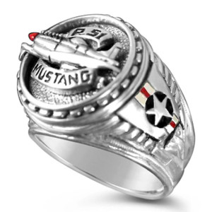 USAF P-51 Mustang sterling silver signet ring