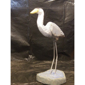 Hand Carved and Painted Wooden Bird - Great Blue Heron