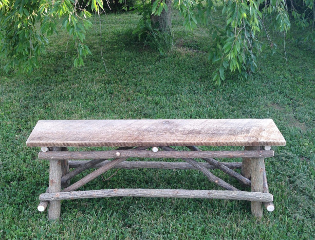Plank Top Twig Bench, includes shipping